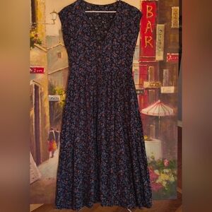 Madewell Black and Pink Floral Maxi Dress